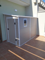 Lade das Bild in den Galerie-Viewer, Anbau-Gartenhaus aus beigem Harz, 3,55 m², inkl. Fundament-Kit - JOBU
