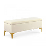 Lade das Bild in den Galerie-Viewer, Banksitz "Chloé" aus beigefarbenem Samt mit goldenen Füßen
