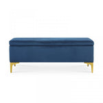 Lade das Bild in den Galerie-Viewer, Bank Truhe "Chloé" Samt Blau goldene Füße
