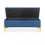 Lade das Bild in den Galerie-Viewer, Bank Truhe "Chloé" Samt Blau goldene Füße
