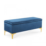 Lade das Bild in den Galerie-Viewer, Bank Truhe "Chloé" Samt Blau goldene Füße
