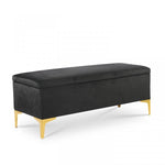 Lade das Bild in den Galerie-Viewer, Bank Truhe "Chloé" Samt Schwarz goldene Füße
