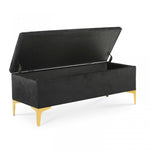 Lade das Bild in den Galerie-Viewer, Bank Truhe "Chloé" Samt Schwarz goldene Füße
